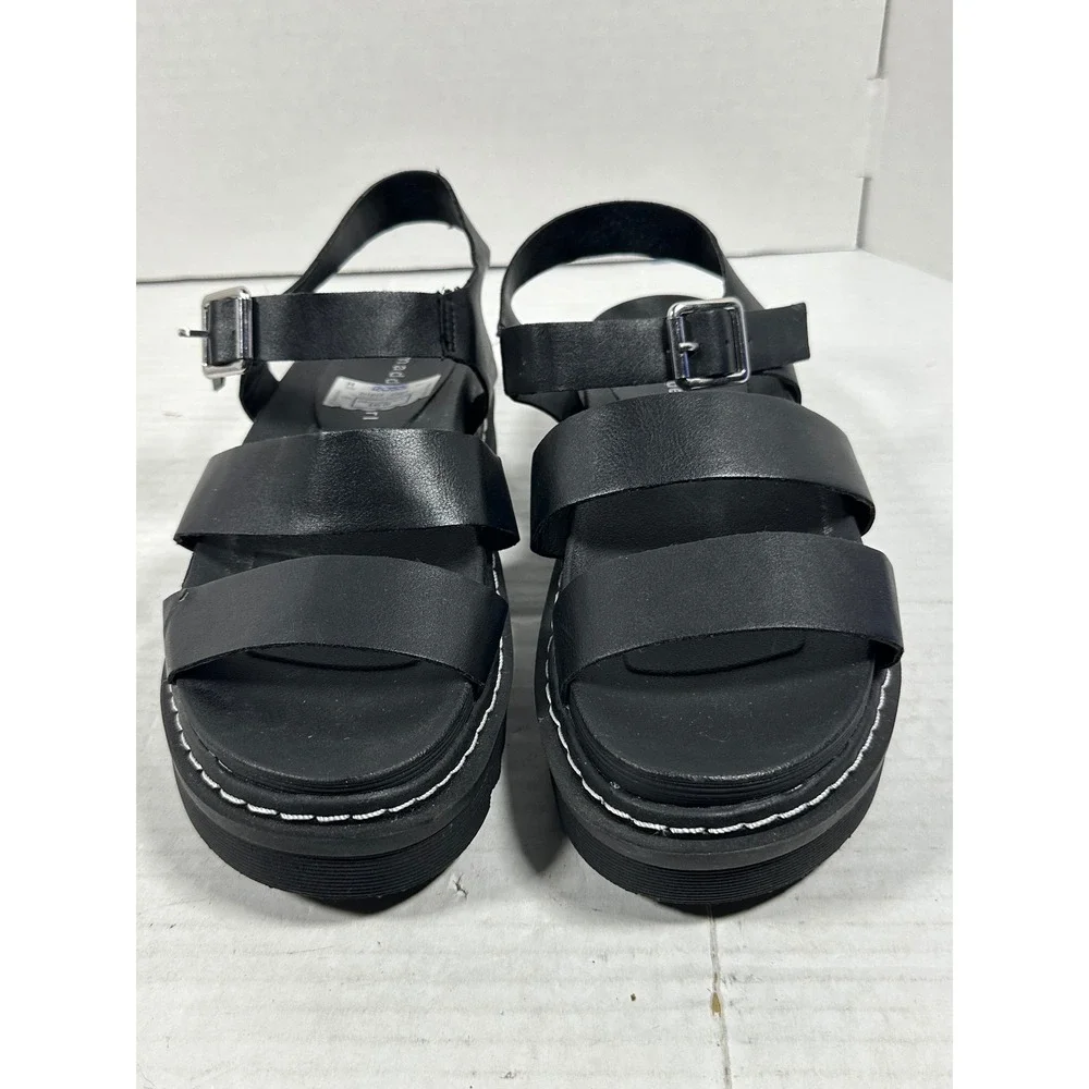 Madden Girl Black Platform Sandals Triple Strap Buckle Slingback Size 7.5 NEW